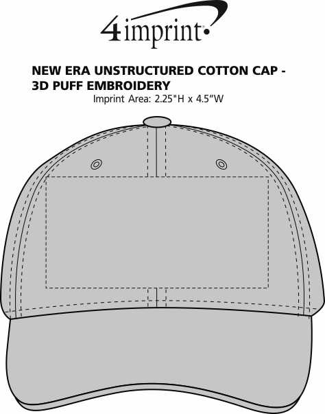 Imprint Area of New Era Unstructured Cotton Cap - 3D Puff Embroidery