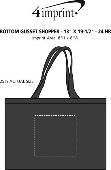 Imprint Area of Bottom Gusset Shopper - 13" x 19-1/2" - 24 hr