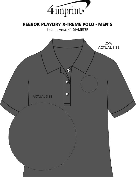 Imprint Area of Reebok Playdry X-Treme Polo - Men's - Embroidered