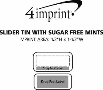 Imprint Area of Slider Tin with Sugar-Free Mints - 24 hr