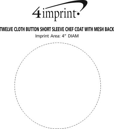 Imprint Area of Twelve Cloth Button Short Sleeve Chef Coat with Mesh Back