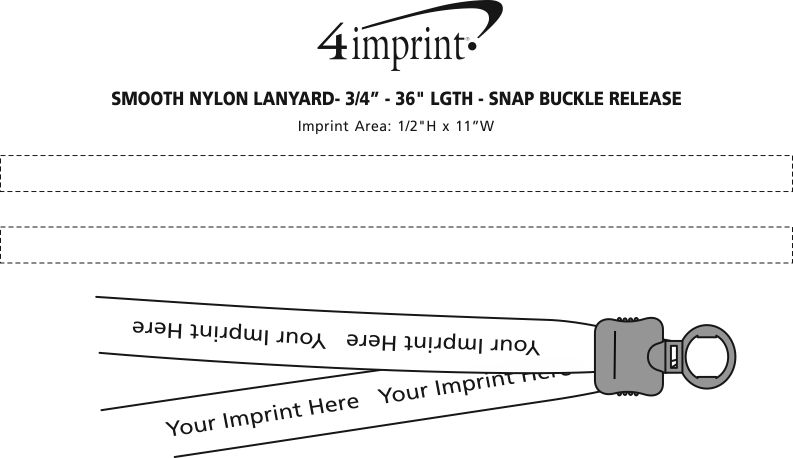 Imprint Area of Smooth Nylon Lanyard - 3/4" - 36" - Snap Buckle Release