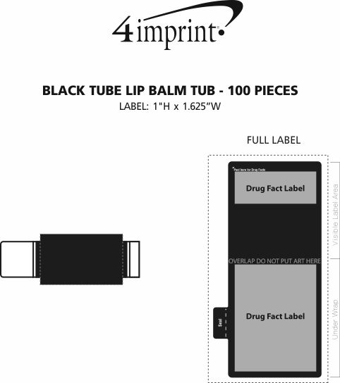 Imprint Area of Black Tube Lip Balm Tub - 100-Pieces