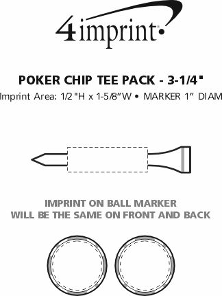 Imprint Area of Poker Chip Tee Pack - 3-1/4"