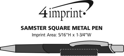 Imprint Area of Samster Square Metal Pen - Laser Engraved