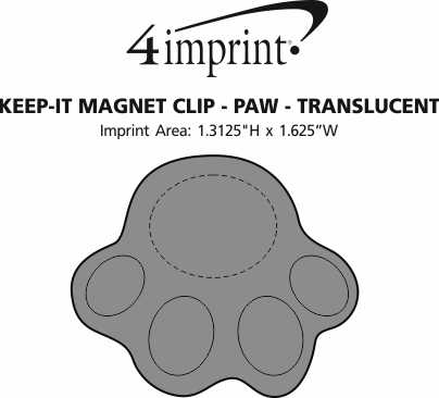 Imprint Area of Keep-it Magnet Clip - Paw - Translucent