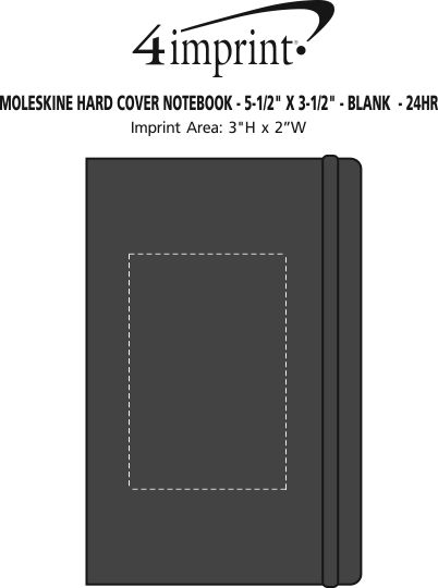 Imprint Area of Moleskine Hard Cover Notebook - 5-1/2" x 3-1/2" - Blank - 24 hr