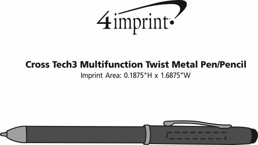 Imprint Area of Cross Tech3 Multifunction Stylus Twist Metal Pen/Pencil
