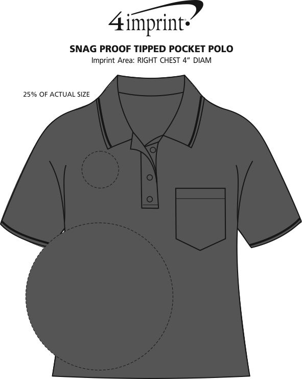 Imprint Area of Snag Proof Tipped Pocket Polo