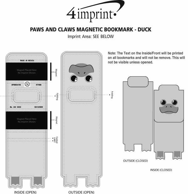 Imprint Area of Paws and Claws Magnetic Bookmark - Duck