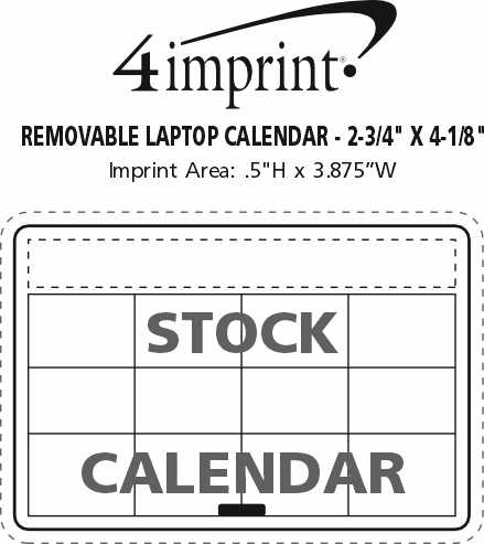 Imprint Area of Removable Laptop Calendar - 2-3/4" x 4-1/8"