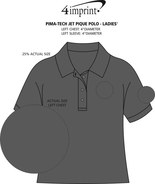 Imprint Area of Pima-Tech Jet Pique Polo - Ladies'