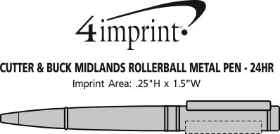 Imprint Area of Cutter & Buck Midlands Rollerball Metal Pen - 24 hr