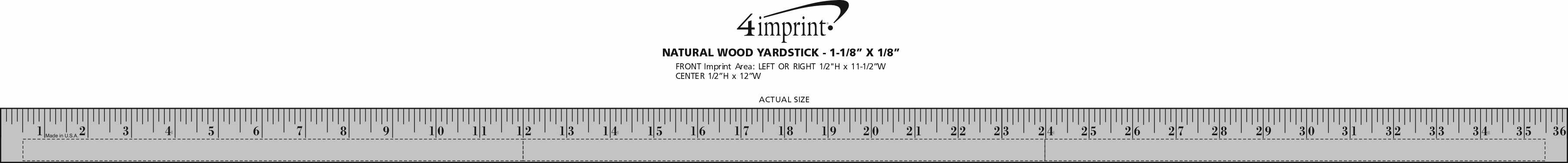 Imprint Area of Natural Wood Yardstick - 1-1/8” x 1/8”