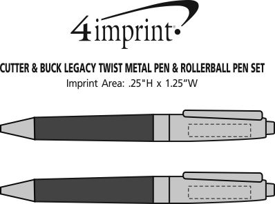 Imprint Area of Cutter & Buck Legacy Twist Metal Pen & Rollerball Pen Set