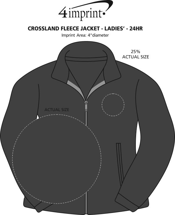 Imprint Area of Crossland Fleece Jacket - Ladies' - 24 hr