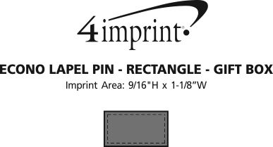 Imprint Area of Econo Lapel Pin - Rectangle - Gift Box