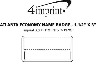 Imprint Area of Atlanta Name Badge - 1-1/2" x 3" - Jeweler's Pinback