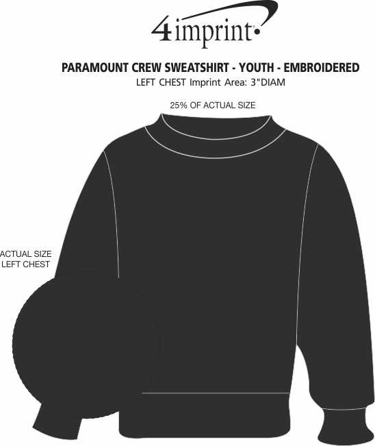 Imprint Area of Paramount Crew Sweatshirt - Youth - Embroidered