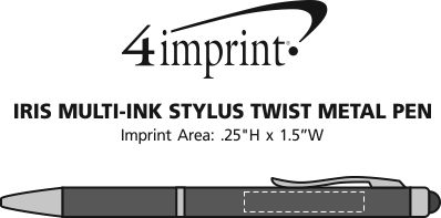 Imprint Area of Iris Multi-Ink Stylus Twist Metal Pen