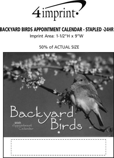 Imprint Area of Backyard Birds Appointment Calendar - Stapled - 24 hr