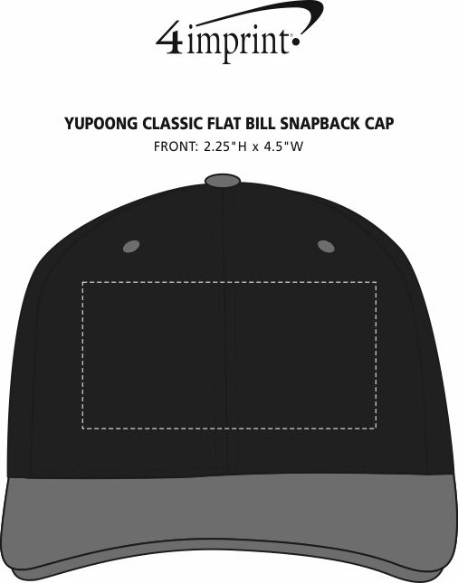 Imprint Area of Yupoong Classic Flat Bill Snapback Cap