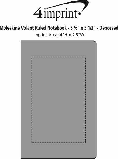 Imprint Area of Moleskine Volant Ruled Notebook - 5-1/2" x 3-1/2" - Debossed