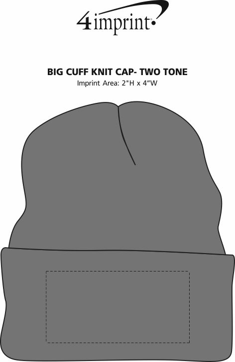 Imprint Area of Big Cuff Knit Cap - Two Tone