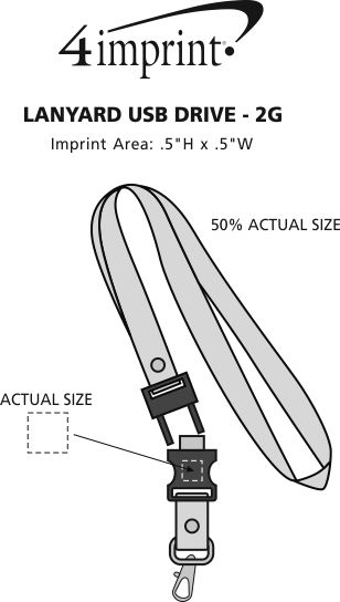 Imprint Area of Lanyard USB Drive - 2GB