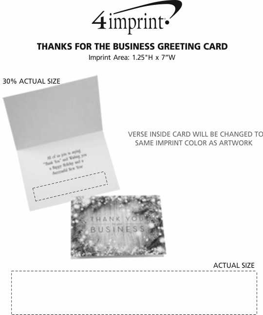 Imprint Area of Thanks for the Business Greeting Card