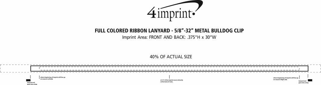 Imprint Area of Full Colored Ribbon Lanyard - 5/8" - 32" - Metal Bulldog Clip