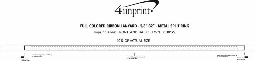Imprint Area of Full Colored Ribbon Lanyard - 5/8" - 32" - Metal Split Ring