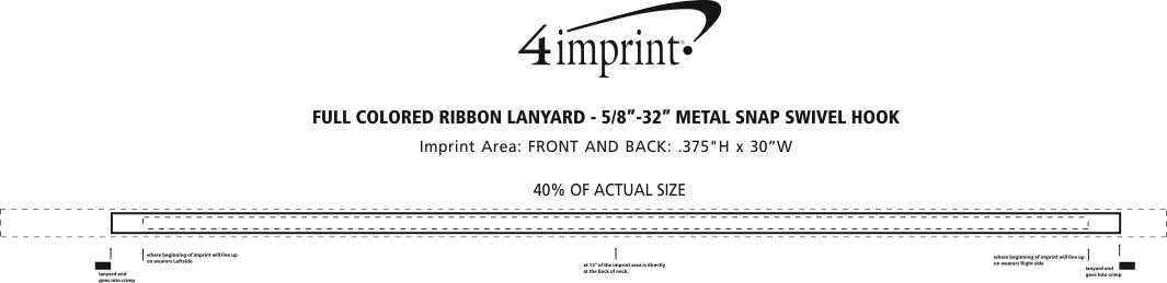 Imprint Area of Full Colored Ribbon Lanyard - 5/8" - 32" - Metal Swivel Snap Hook