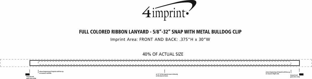 Imprint Area of Full Colored Ribbon Lanyard - 5/8" - 32" - Snap with Metal Bulldog Clip