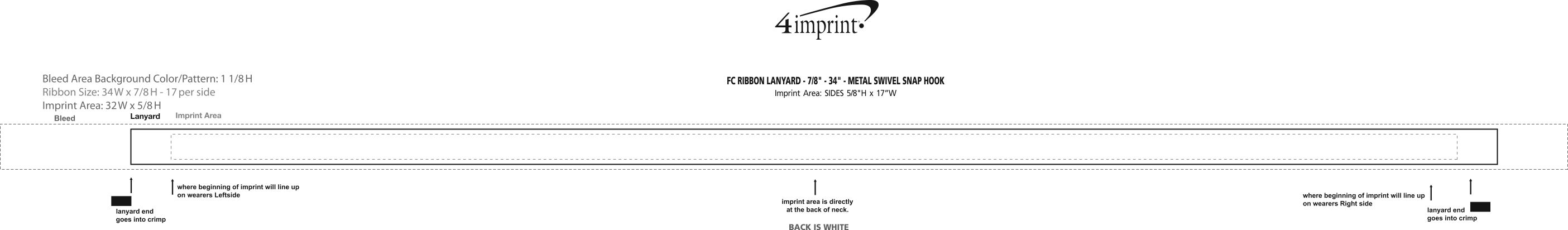 Imprint Area of Full Colored Ribbon Lanyard - 7/8" - 34" - Metal Swivel Snap Hook