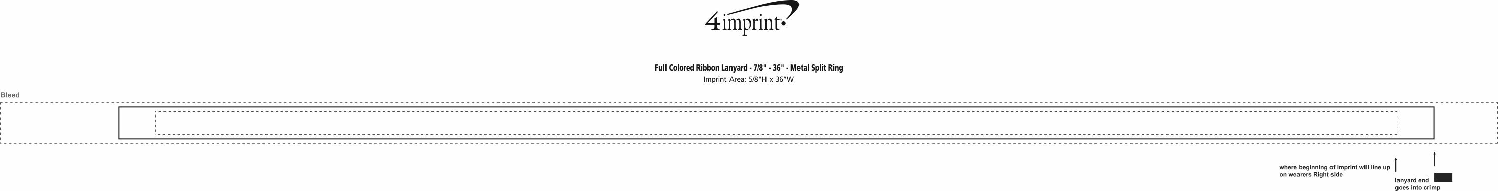 Imprint Area of Full Colored Ribbon Lanyard - 7/8" - 36" - Metal Split Ring