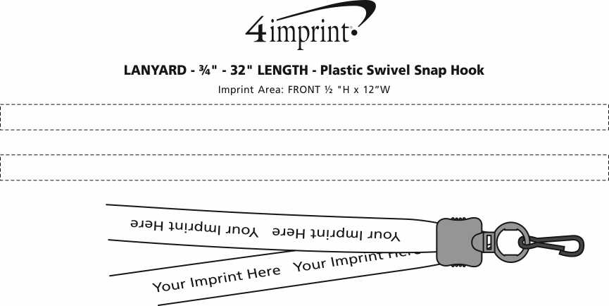 Imprint Area of Lanyard - 7/8" - 32" - Plastic Swivel Snap Hook