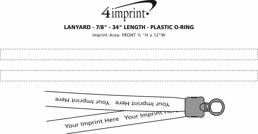 Imprint Area of Lanyard - 7/8" - 34" - Plastic O-Ring