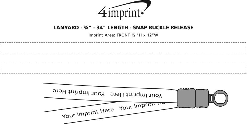 Imprint Area of Lanyard - 7/8" - 34" - Snap Buckle Release