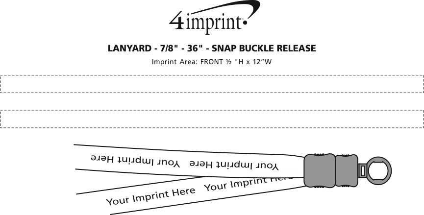 Imprint Area of Lanyard - 7/8" - 36" - Snap Buckle Release