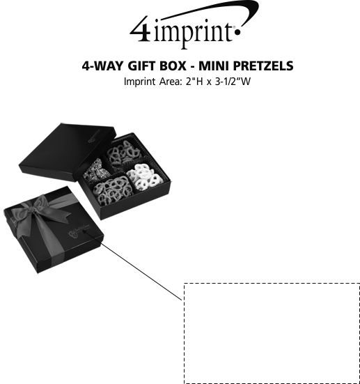 Imprint Area of 4-Way Gift Box - Mini Pretzels