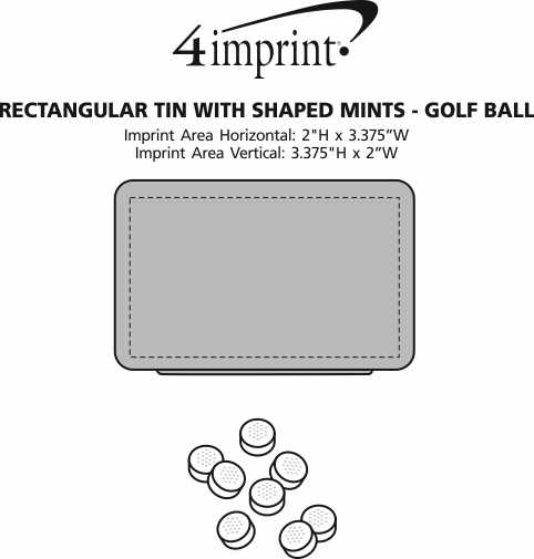 Imprint Area of Rectangular Tin with Shaped Mints - Golf Ball