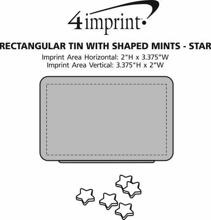 Imprint Area of Rectangular Tin with Shaped Mints - Star