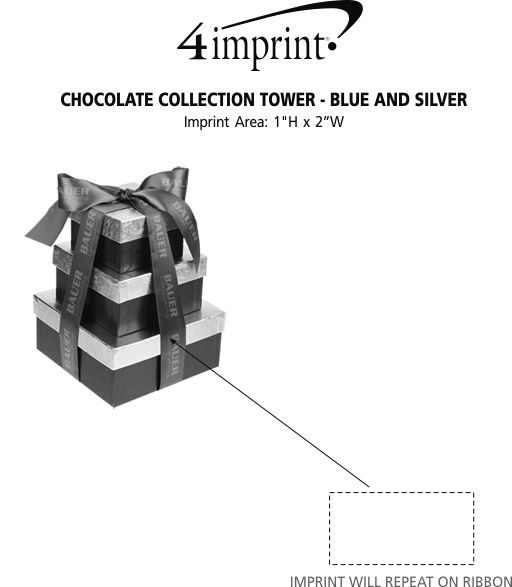 Imprint Area of Chocolate Collection Tower - Blue and Silver
