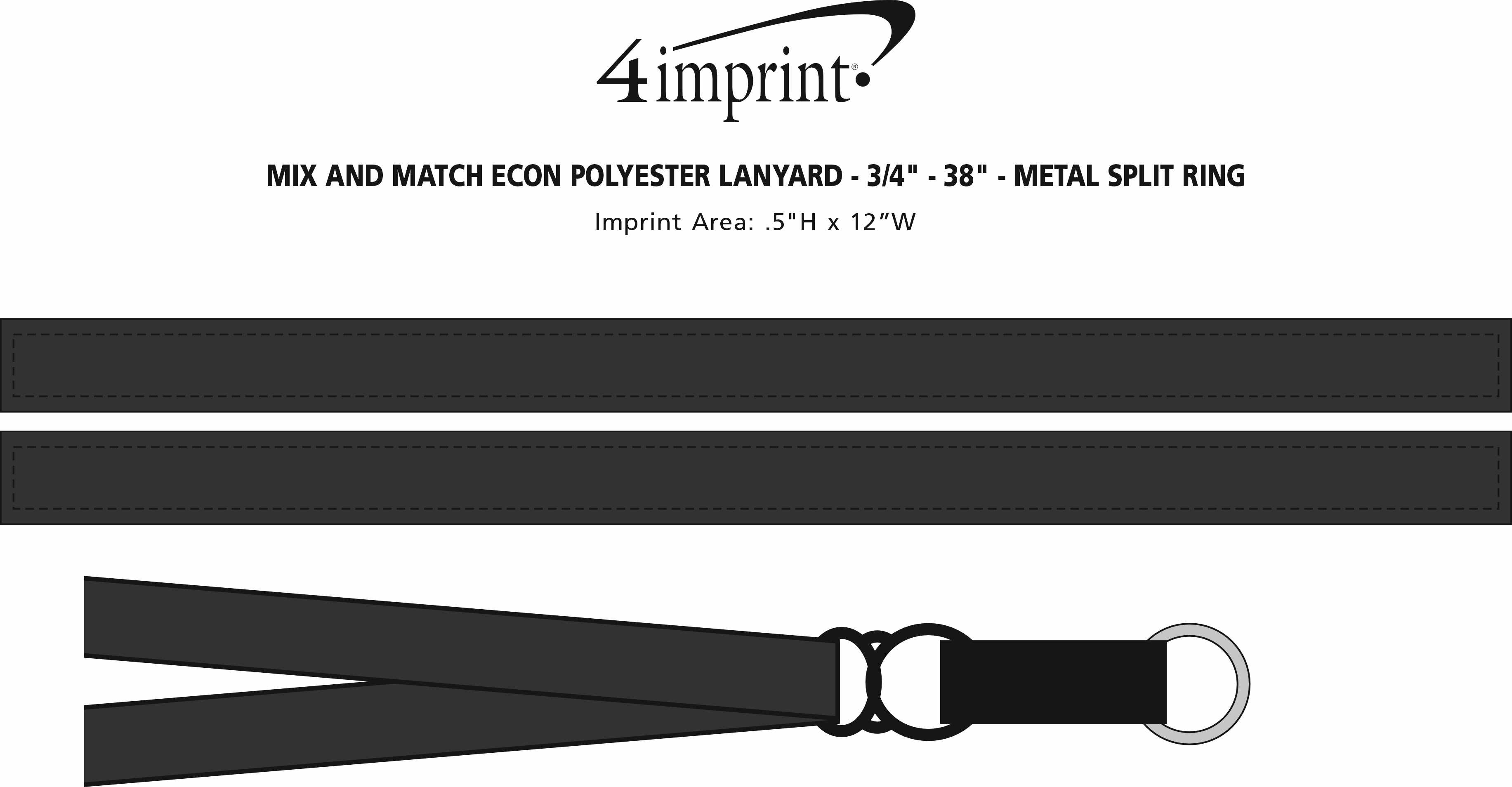Imprint Area of Mix and Match Econ Polyester Lanyard - 3/4" - 38" - Metal Split Ring