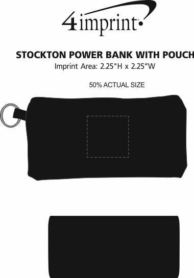 Imprint Area of Stockton Power Bank with Pouch