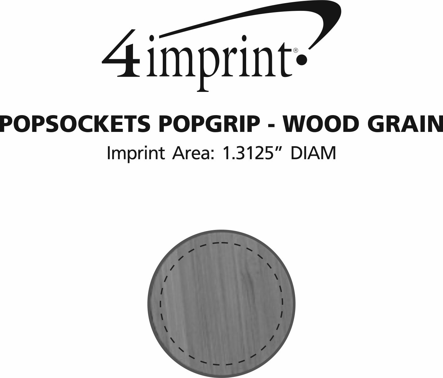 Imprint Area of PopSockets PopGrip - Wood Grain