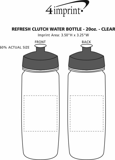 Imprint Area of Refresh Clutch Water Bottle - 20 oz. - Clear