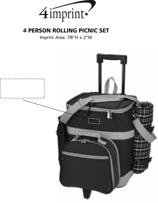 Imprint Area of 4 Person Rolling Picnic Set