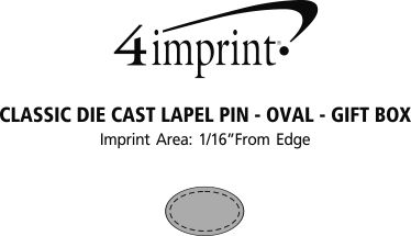 Imprint Area of Classic Die Cast Lapel Pin - Oval - Gift Box